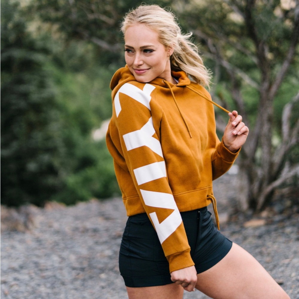 Camel-colored Sleeve Hoodie (sz S)